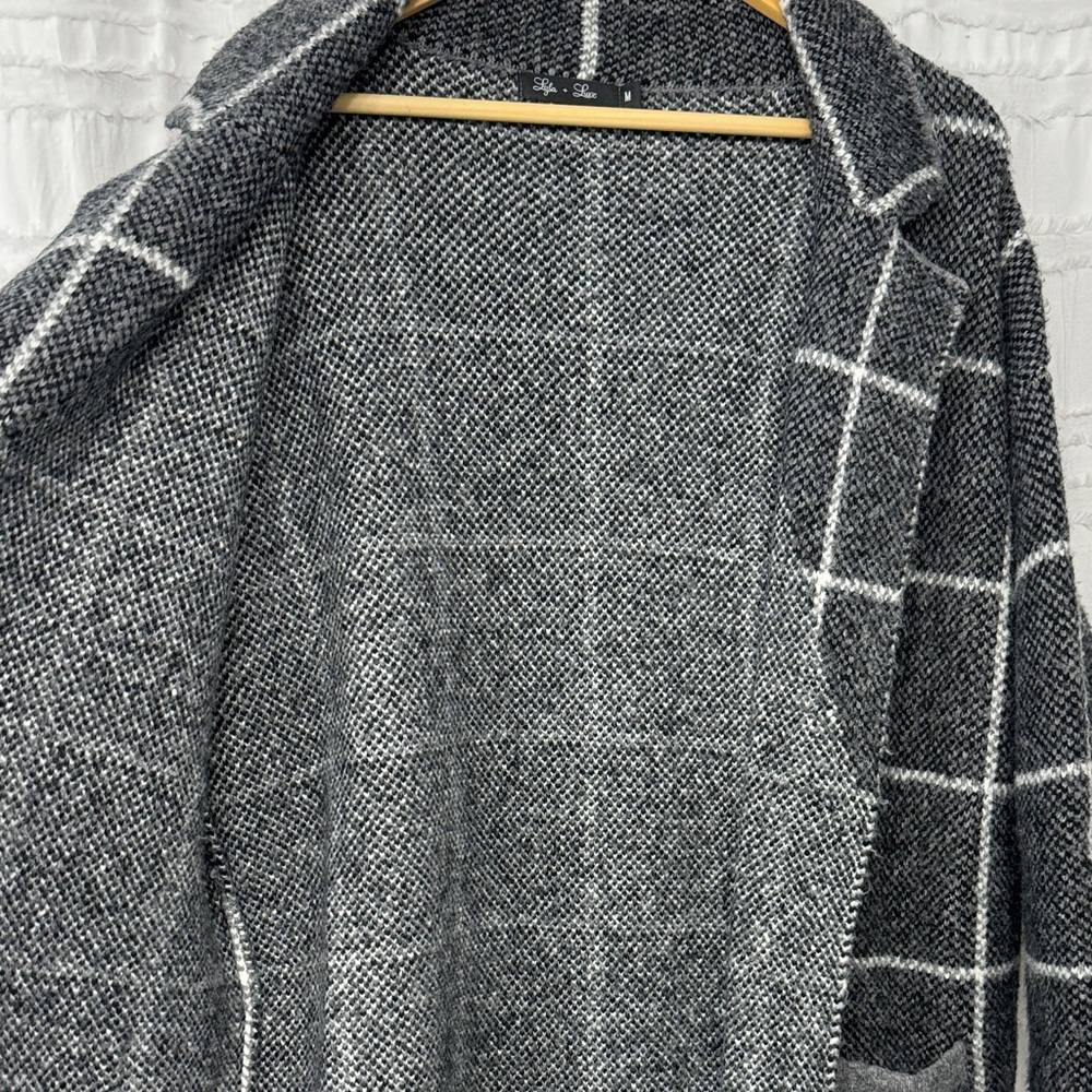 GREY & WHITE CHECKERED OVERCOAT - Picture 5 of 7